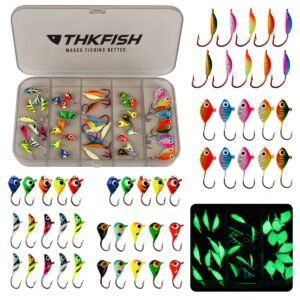 50PCS Ice Fishing Lures Jigs Kit for Walleye Perch
