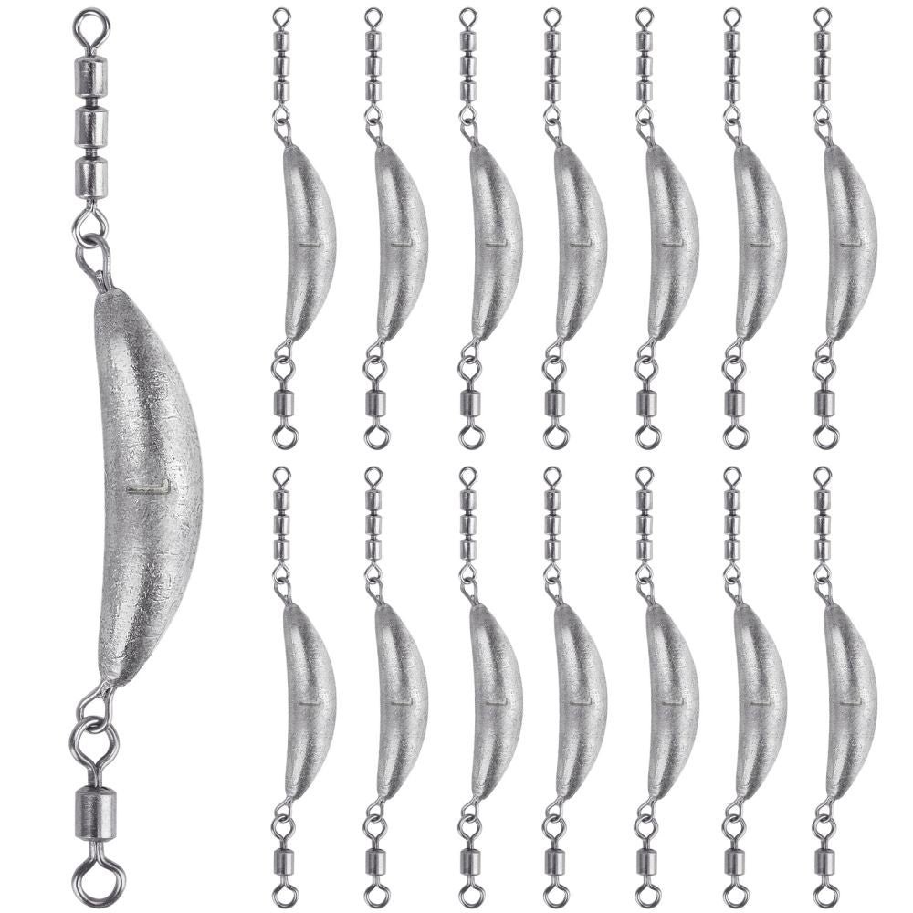 Crescent Fishing Spin Sinkers with 3 Roller Swivels