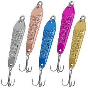 5pcs Jigs Fishing Lures Spoons Lure with Treble Hook