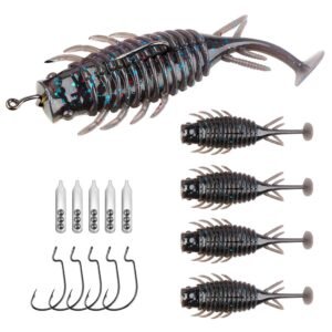 5pcs Soft Plastic Swimbait Fishing Lures with Hook and Beads