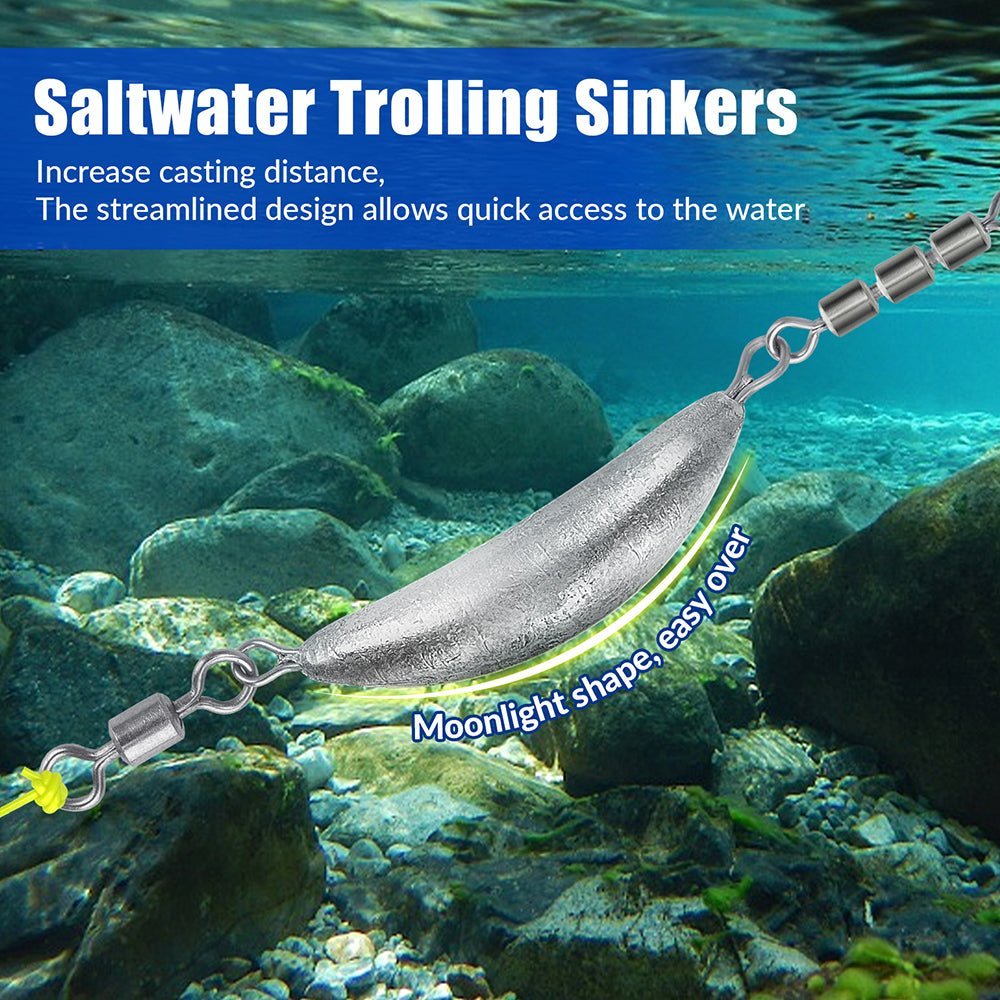 Crescent Fishing Spin Sinkers with 3 Roller Swivels - Image 2